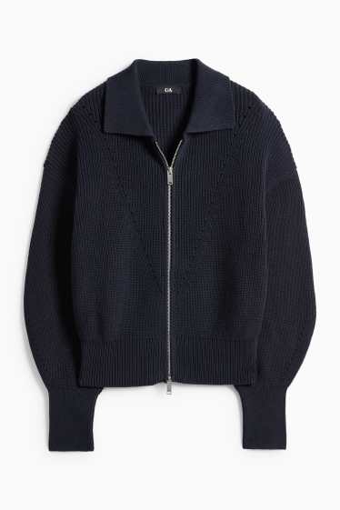 Dona - Jaqueta de punt - acanalada - blau fosc