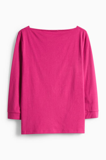 Femei - Tricou cu mânecă lungă basic - regular fit - roz