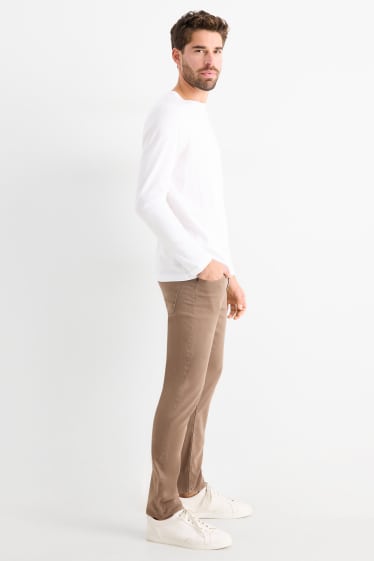 Hommes - Pantalon - slim fit - LYCRA® - marron