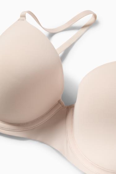 Dámské - Podprsenka s kosticemi - FULL COVERAGE - s vycpávkami - LYCRA® - světle béžová
