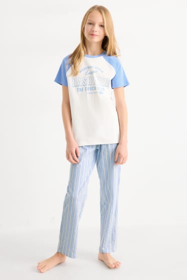 Děti - dívky - Nashville - pyžamo - 2dílné - bílá / světle modrá