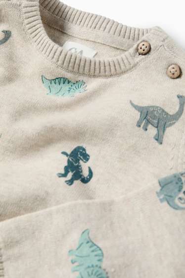Neonati - Dinosauro - maglione per neonati - beige chiaro