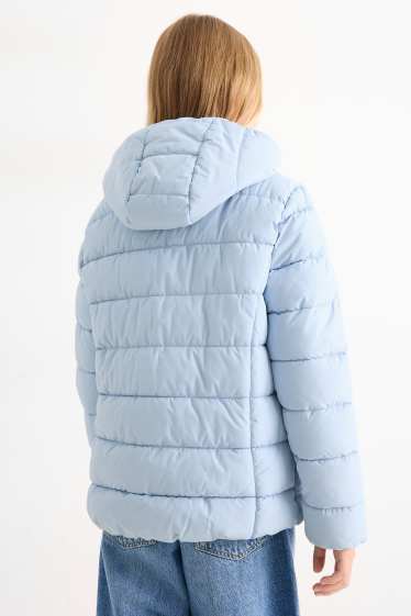 Enfants filles - Doudoune à capuche - finition déperlante - bleu clair