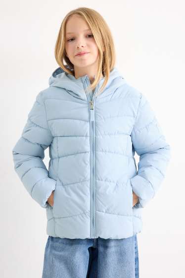 Enfants filles - Doudoune à capuche - finition déperlante - bleu clair