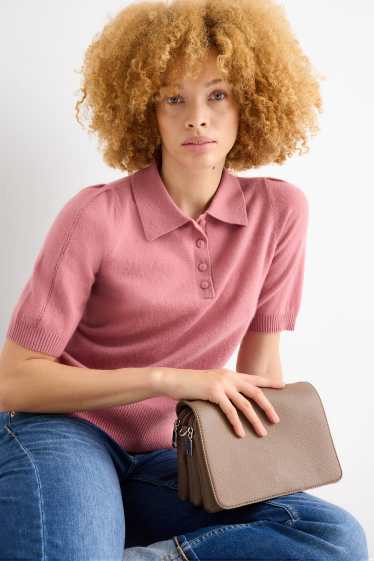 Dames - Schoudertas met afneembare riem - imitatieleer - lichtbruin