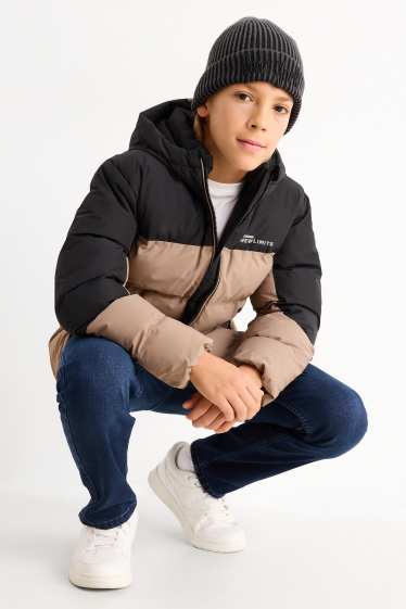 Enfants garçons - Doudoune à capuche - finition déperlante - marron