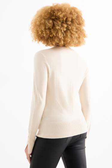 Donna - Maglione in filato lavorato a maglia fine - crema