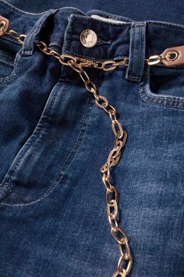 Damen - Flared Jeans mit Gürtel - High Waist - LYCRA® - jeansblau