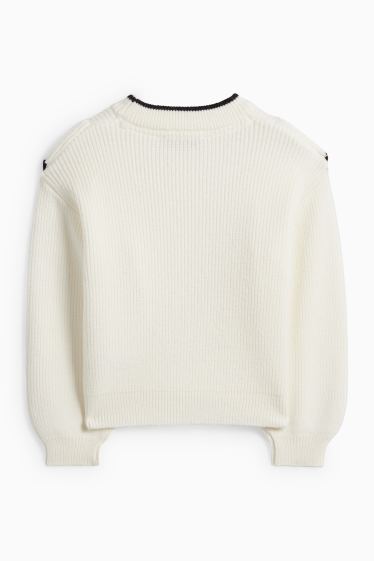 Děti - dívky - Svetr - žebrovaný - krémově bílá