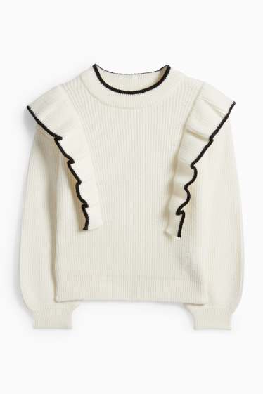 Děti - dívky - Svetr - žebrovaný - krémově bílá