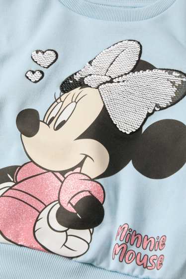 Enfants filles - Minnie Mouse - sweat - finition brillante - bleu clair