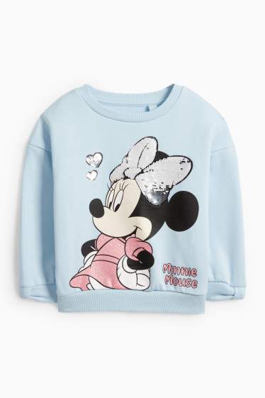 Enfants filles - Minnie Mouse - sweat - finition brillante - bleu clair