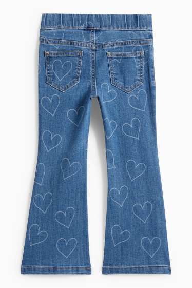 Děti - dívky - Srdíčka - flared jeans - džíny - modré