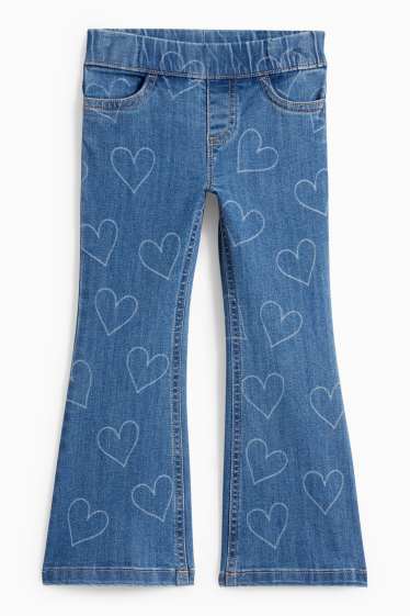 Děti - dívky - Srdíčka - flared jeans - džíny - modré