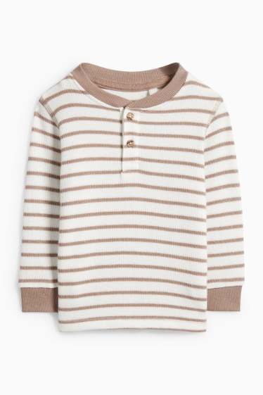 Baby Buben - Baby-Langarmshirt - gestreift - strukturiert - cremeweiß