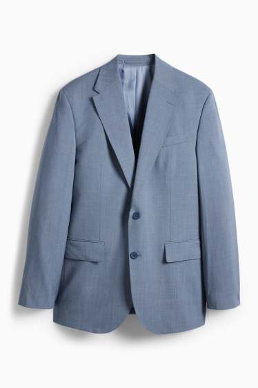 Pánské - Oblekové vlněné sako - regular fit - modrá