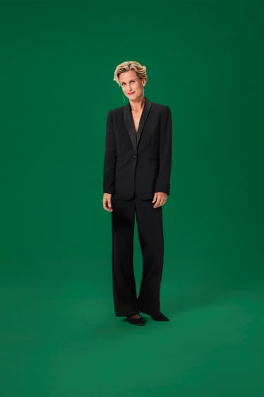 Dámské - Business kalhoty - mid waist - regular fit - černá