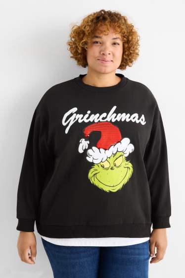 Damen - Weihnachts-Sweatshirt - Glanz-Effekt - Der Grinch - schwarz