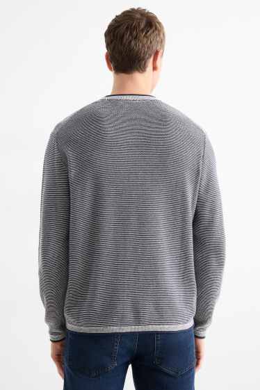 Herren - Pullover - dunkelblau / weiß