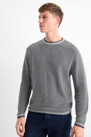 Herren - Pullover - dunkelblau / weiß