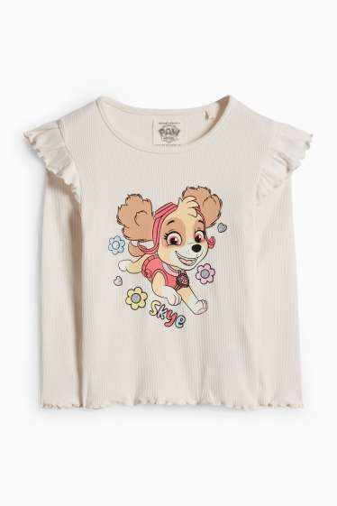 Copii - Fete - Patrula cățelușilor - Skye - tricou cu mânecă lungă - reiat - aspect lucios - alb-crem