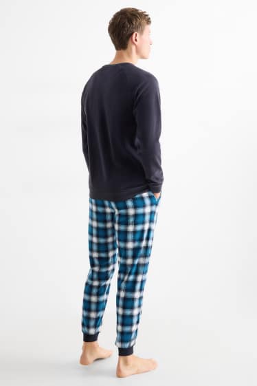Pánské - Fleecové pyžamo - tmavomodrá