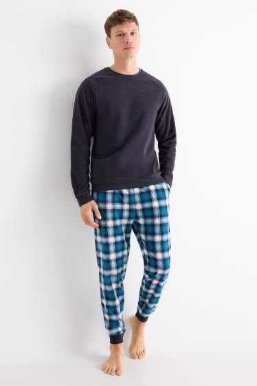 Pánské - Fleecové pyžamo - tmavomodrá