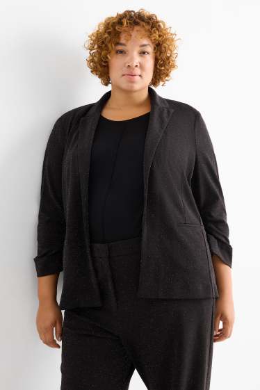 Damen - Blazer - Regular Fit - Glanz-Effekt - schwarz