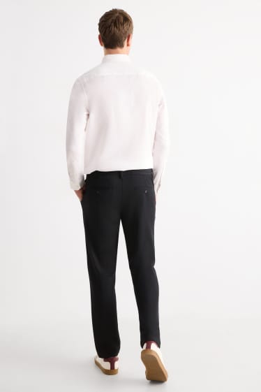 Pánské - Kalhoty chino - tapered fit - strukturované - černá