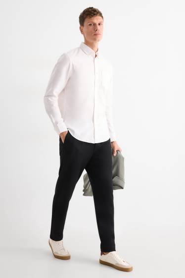 Pánské - Kalhoty chino - tapered fit - strukturované - černá