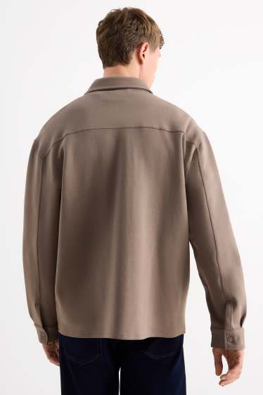 Heren - Overhemdjas - relaxed fit - lichtbruin