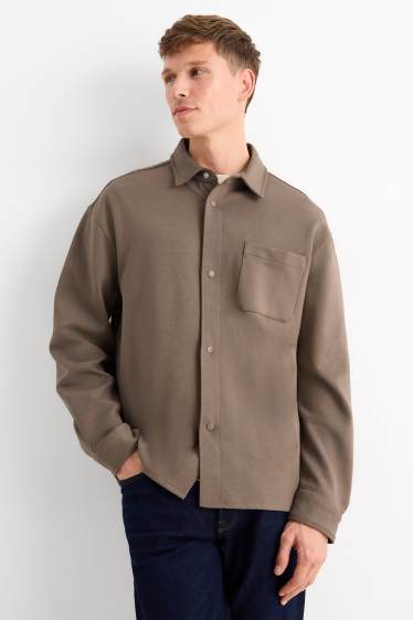 Heren - Overhemdjas - relaxed fit - lichtbruin
