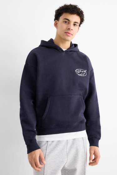 Pánské - Oversized mikina s kapucí - tmavomodrá