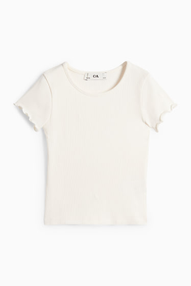 Enfants filles - Cœur - ensemble - T-shirt et robe à plastron en jean - 2 pièces - rose