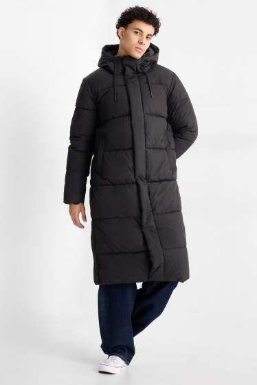 Herren - Steppmantel mit Kapuze - schwarz