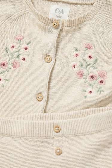 Baby Mädchen - Blümchen - Baby-Outfit - 2 teilig - hellbeige