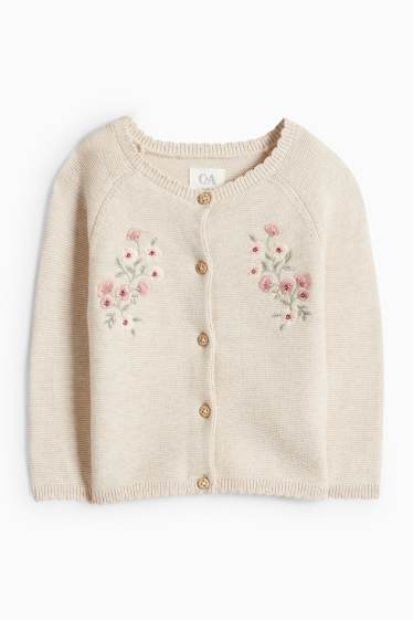 Baby Mädchen - Blümchen - Baby-Outfit - 2 teilig - hellbeige