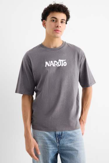 Pánské - Tričko - oversized - Naruto - tmavošedá