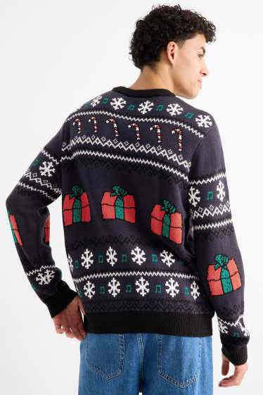 Bărbați - Pulover cu motive de Crăciun - Peanuts - albastru închis