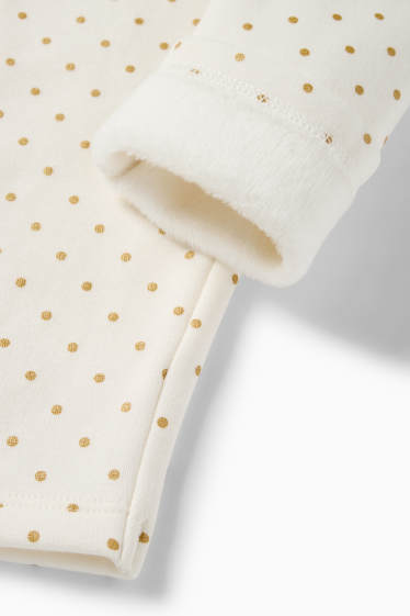 Bébés filles - Leggings chauds pour bébé - doublure en peluche - à pois - blanc crème