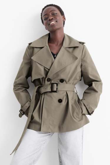 Damen - Kurzer Trenchcoat - beige