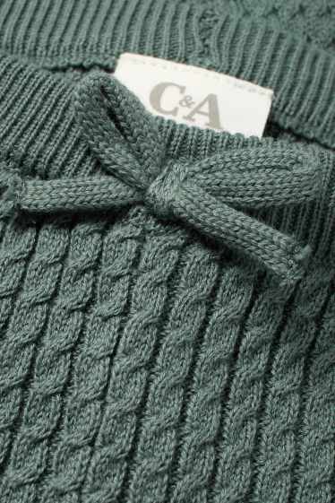 Miminka - dívky - Pletené legíny pro miminka - s copánkovým vzorem - zelená