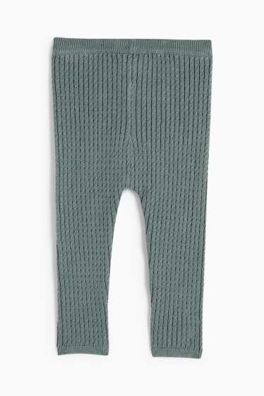 Miminka - dívky - Pletené legíny pro miminka - s copánkovým vzorem - zelená