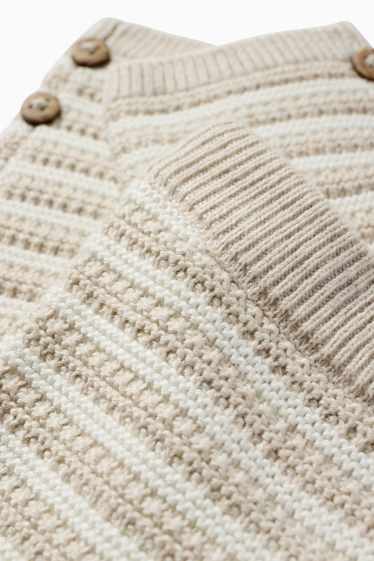 Unisex - Knitted baby leggings - striped - textured - light beige