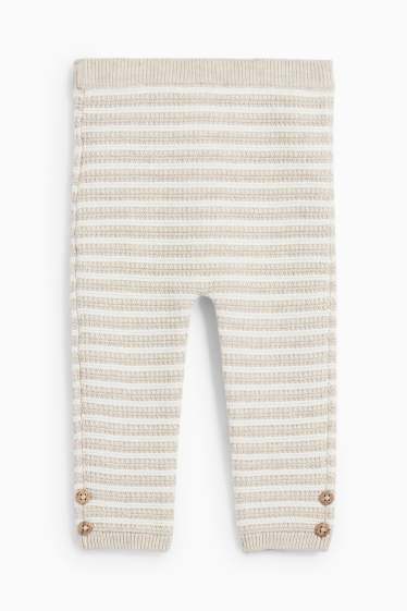 Unisex - Knitted baby leggings - striped - textured - light beige