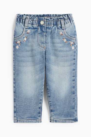 Baby Girls - Floral - baby jeans - thermal jeans - denim-light blue