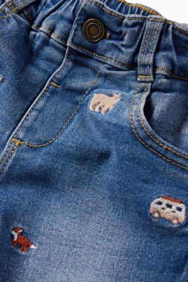 Baby Jungen - Wildtiere - Regular Jeans - Thermojeans - jeansblau