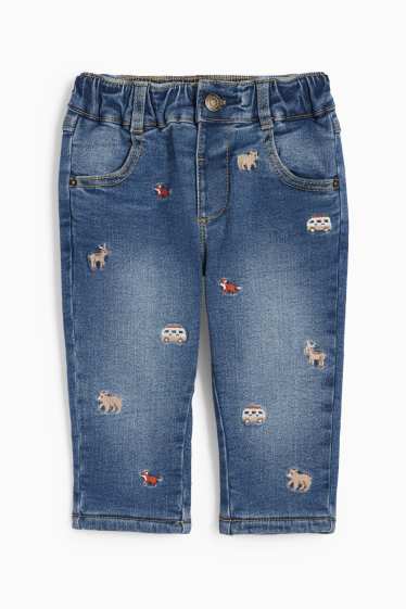 Baby Jungen - Wildtiere - Regular Jeans - Thermojeans - jeansblau