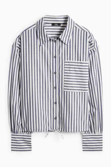 Damen - Bluse - gestreift - blau / weiß