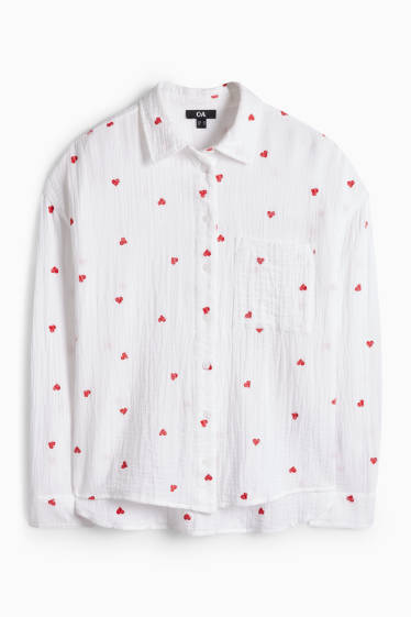 Dámské - Mušelínová halenka - se vzorem - bílá